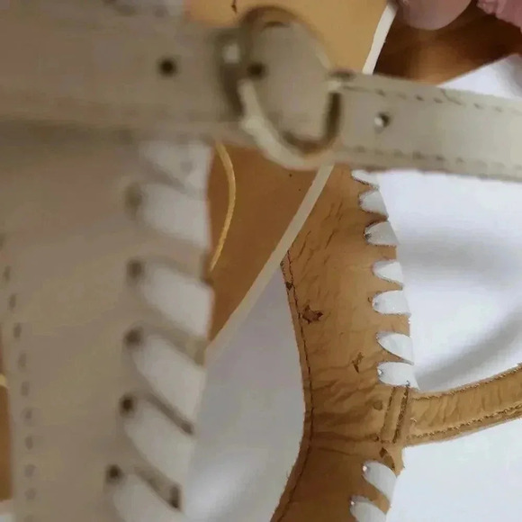 Jack Rogers | Bone Clare Rope Wedge Leather Sandal Size 11M - Picture 3 of 9